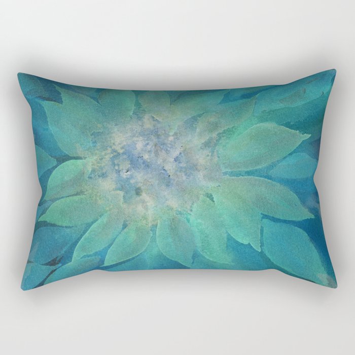 Darling Dahlia - Charcoal Blues Rectangular Pillow