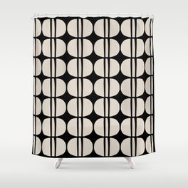 Mid Century Modern Geometric Pattern 637 Black and Linen White Hand & Bath  Towel by Tony Magner Prints