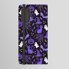 Halloween party illustrations purple, black Android Wallet Case
