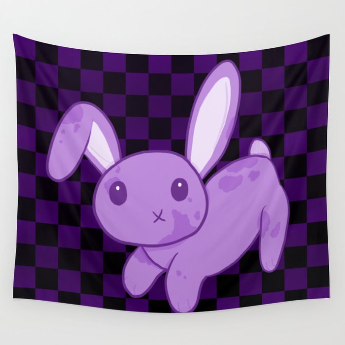 Purple Bunny (Checkered) Wall Tapestry
