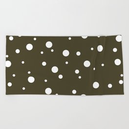 Classic White Dots on Army Olive Green Beach Towel