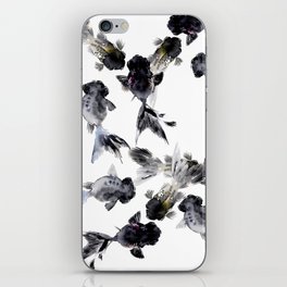 Black Moor, Feng Shui Koi Fish Art, Three Fish black fish decor iPhone Skin