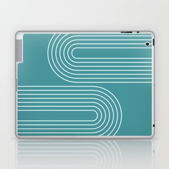 Geometric Lines Rainbow 15 in Teal Green Laptop & iPad Skin