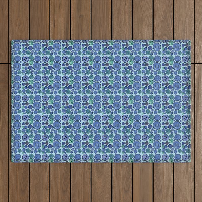 Blue Buttons Outdoor Rug