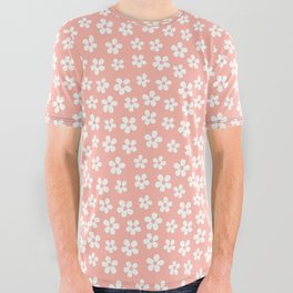 Peachy Daisies All Over Graphic Tee