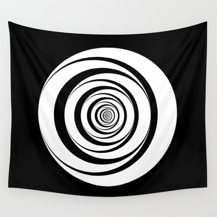 Black White Circles Optical Illusion Wall Tapestry