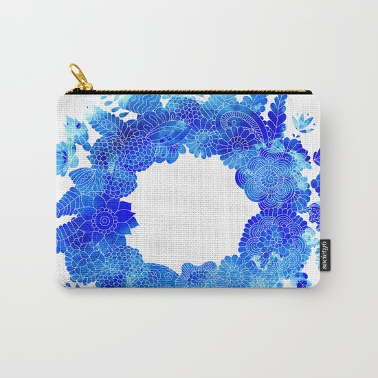 Blue Floral Pattern 01 Carry-All Pouch