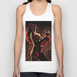 2375s-AB Nude Woman in Red with Wine Glass Abstract Feminine Power Flow Tank Top