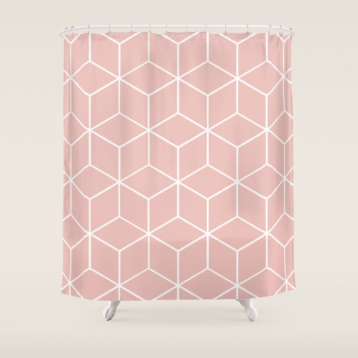 Cube Geometric 03 Pink Shower Curtain By Theoldartstudio Society6
