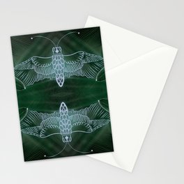 Butterfly lineart over leaf pattern  Stationery Cards