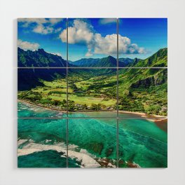 Coastal Oahu, Hawaii turquise ocean blue waters tropical color landscape photograph / photography Wood Wall Art