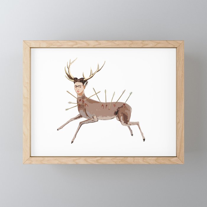 deer frida kahlo Framed Mini Art Print