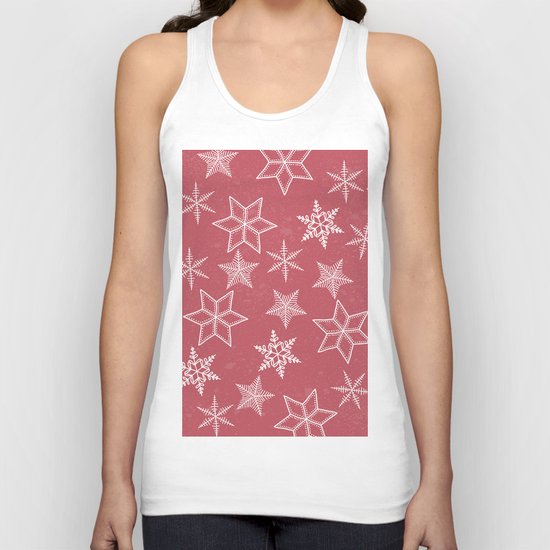 Snowflakes On Pastel Red Background Unisex Tank Top