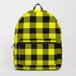 Bright Yellow and Black Lumberjack Buffalo Plaid Fabric Backpack