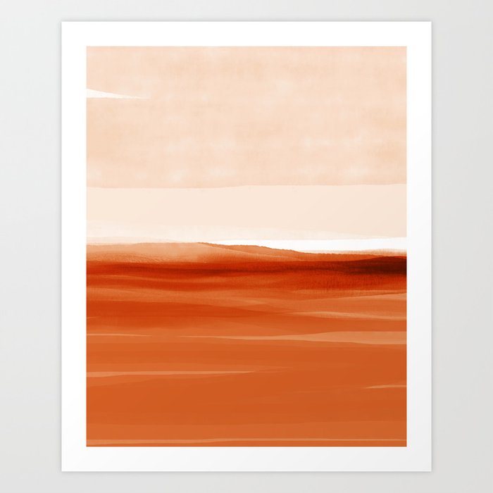Watercolor Abstract 08 Burnt Orange Landscape Art Print