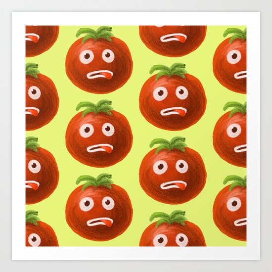 Funny Cartoon Tomato Pattern Art Print
