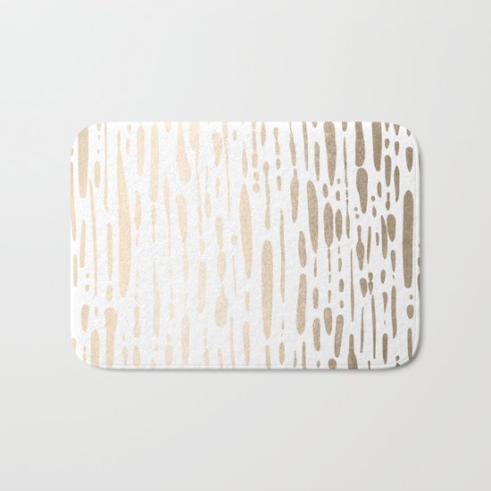White Gold Sands Modern Vertical Dotted Lines Bath Mat