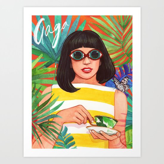 Palms and Stripes Art Print