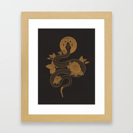 Snake - Black & Gold Framed Art Print