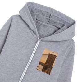 Brooklyn Bridge and Statue of Liberty at sunset Kids Zip Hoodie