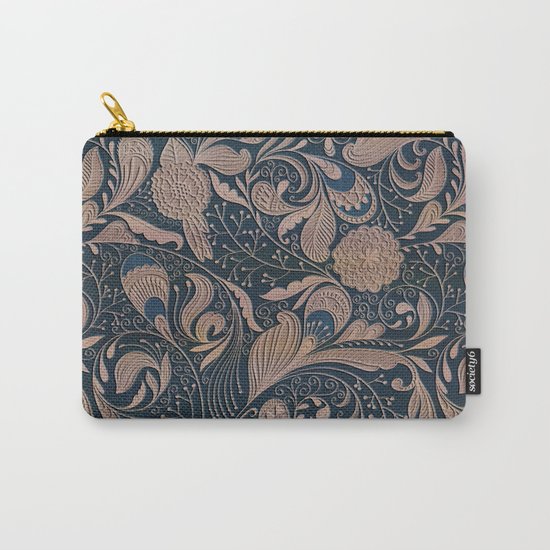 Carved Floral Pattern Carry-All Pouch