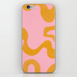 Cheerful Liquid Swirls - mustard yellow and pink iPhone Skin