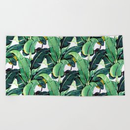 Tropical Banana leaves pattern Beach Towel