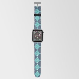 Winter Teal Blue Diamond Argyle Pattern Apple Watch Band
