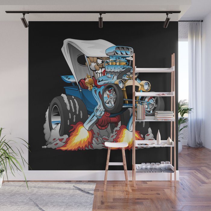 Custom T Bucket Roadster Hotrod Cartoon Illustration Wall Mural By Hobrath