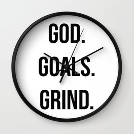 God. Goals. Grind (Christian quote, boss quote) Wall Clock