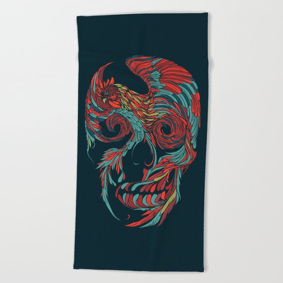 Rooster Skull Beach Towel