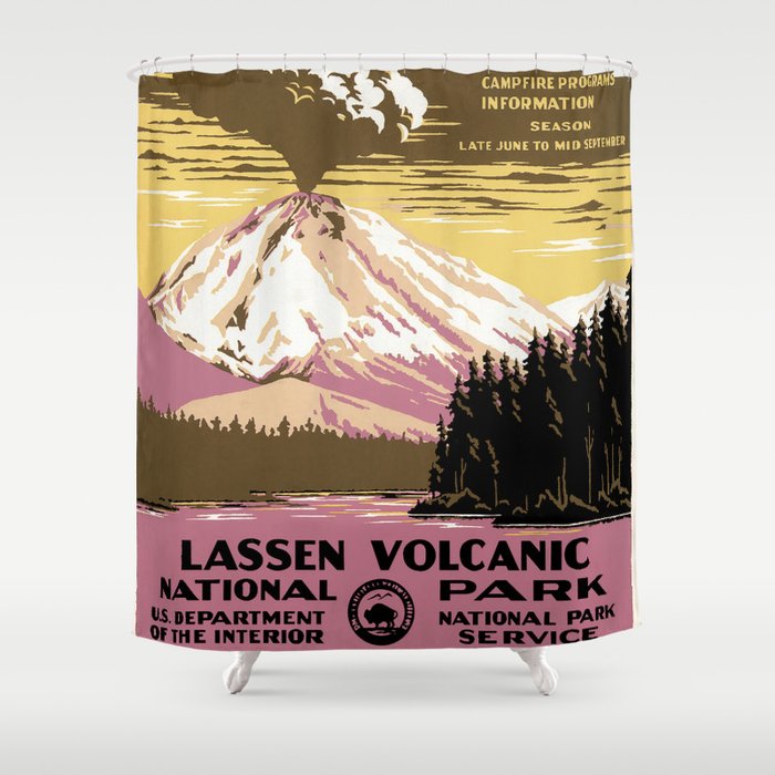 Lassen Volcanic National Park Vintage Shower Curtain
