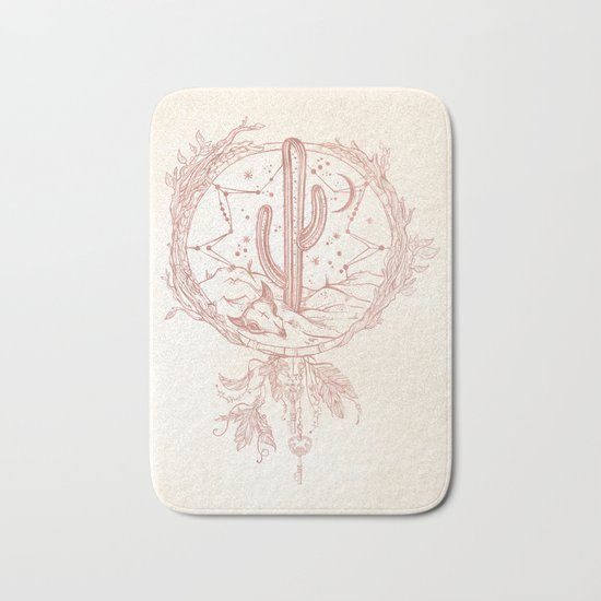 Desert Cactus Dreamcatcher Rose Gold Paper Bath Mat