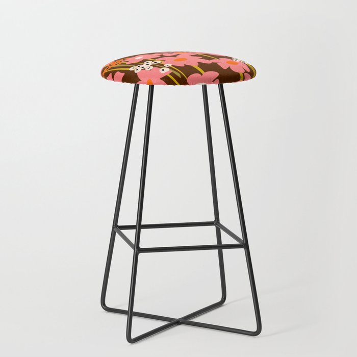 Relax in your retro summer meadow – floral shapes pattern Bar Stool