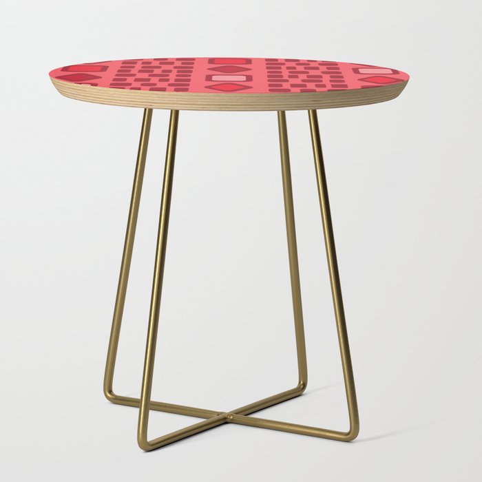 Retro Diamonds Rectangles Red Side Table