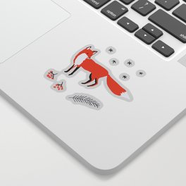 Red foxes and berries in the winter forest Sticker