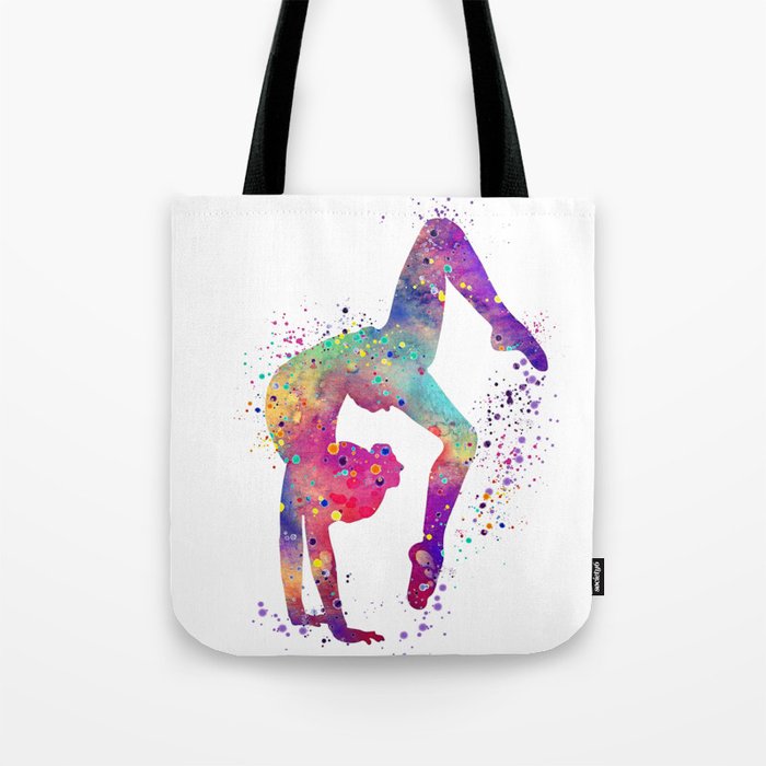Girl Gymnastics Tumbling Watercolor Tote Bag