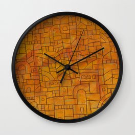 Jerusalem Wall Clock | Gold, Gouache, Abstract, Golden, Painting, Ink, City, Yerushalayim, Jerusalem 