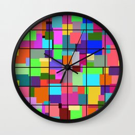 Jens Stained Glass Wall Clock | Intrigued, Yellow, Stainglass, Blue, Unique, Happy, Red, Orange, Bright, Graphicdesign 