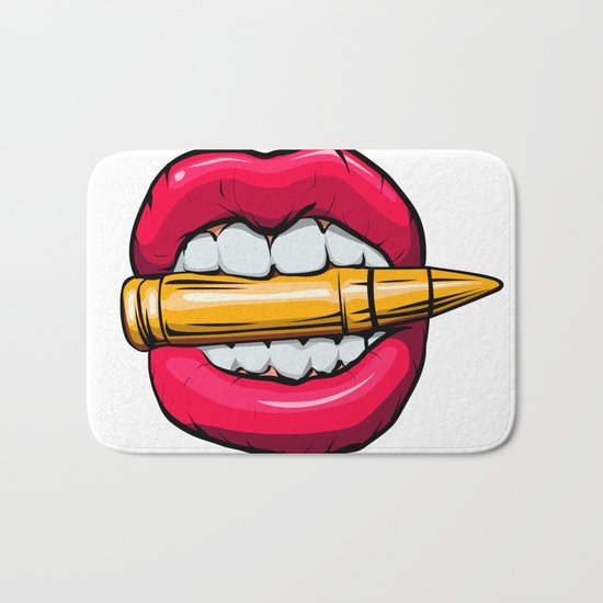 bullet in mouth. Bath Mat