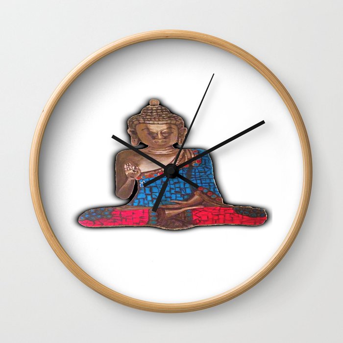Metallic Buddha statue painting Wall Clock