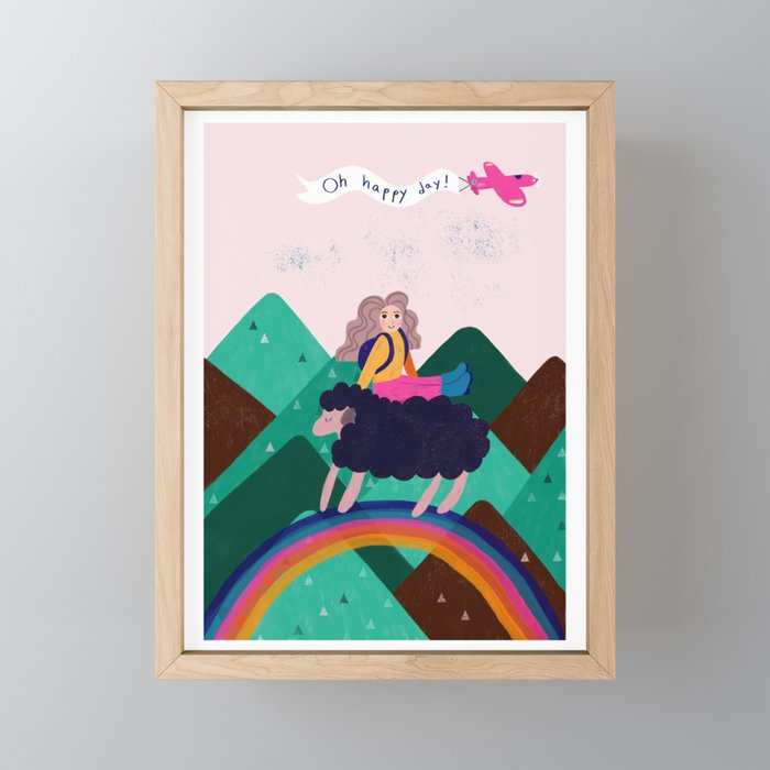 Sofia & Sheep Framed Mini Art Print