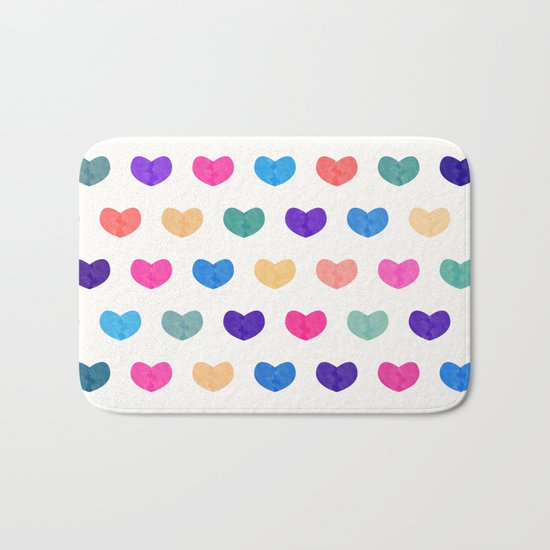 Colorful Cute Hearts III Bath Mat
