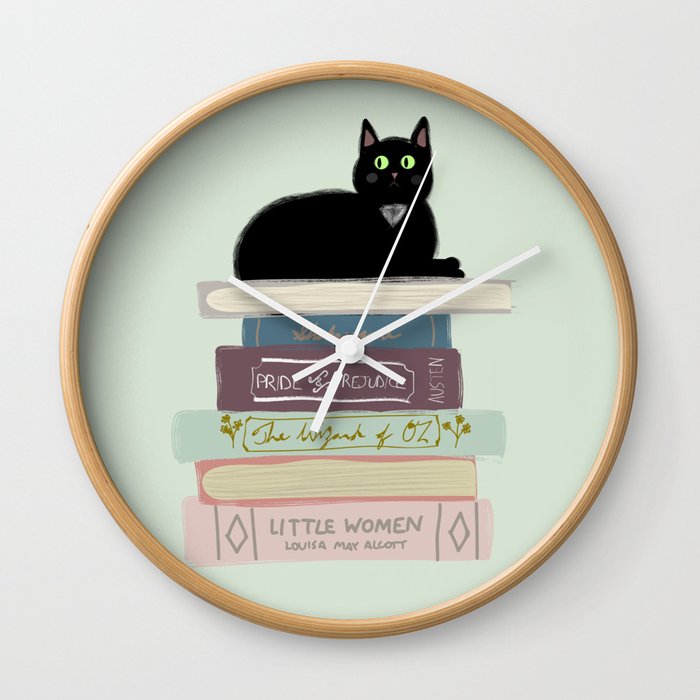 Books & Cats Wall Clock