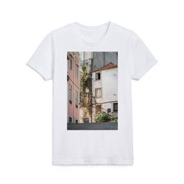 Pastel Pink Facade | Alfama Lisbon Portugal Kids T Shirt