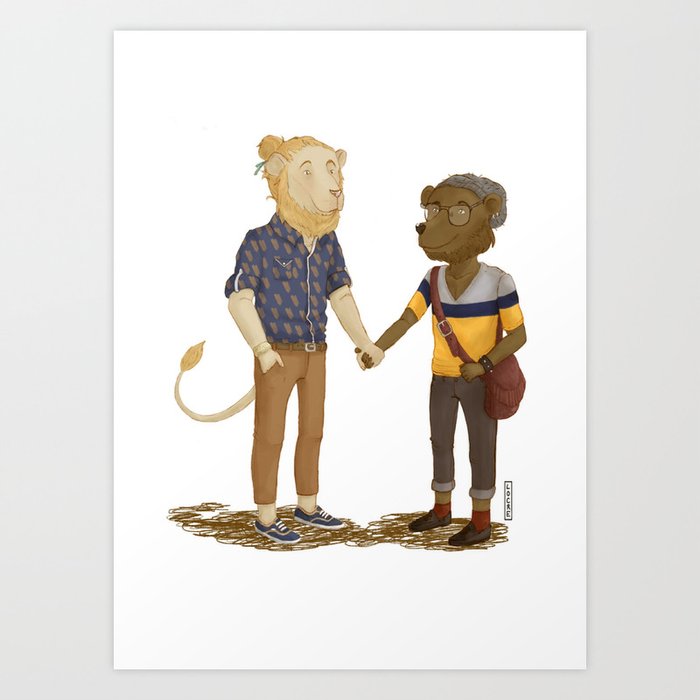 Bear and Lion Art Print