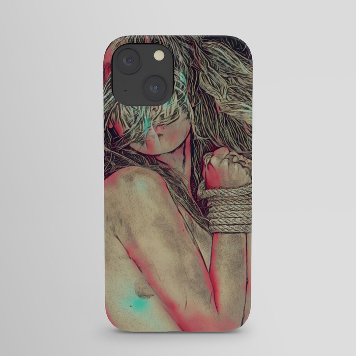 Bondage girl digital painting. Sexy gifts. iPhone Case