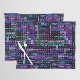 purple teal vibrant ink marks hand-drawn collection Placemat
