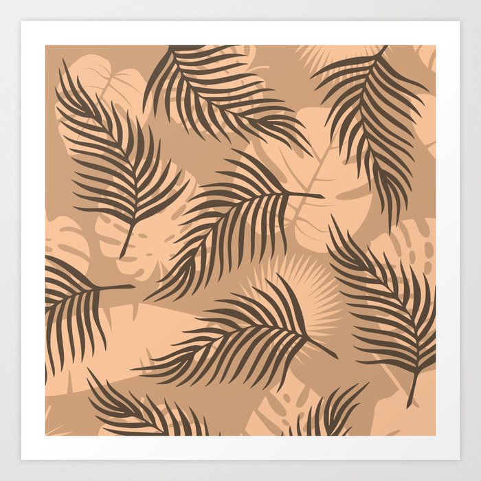 Copper Palm Leaf Pattern 12 Art Print