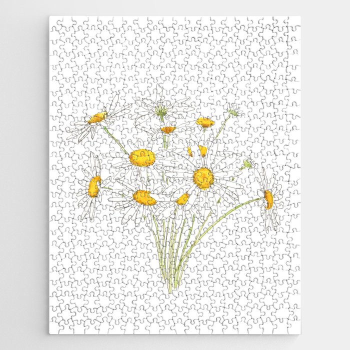 little white daisies watercolor   Jigsaw Puzzle